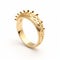 Royal Golden Ring With Crown - Hyperrealistic Details And Classical Motifs