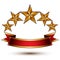 Royal golden symbolic five stylized glossy stars