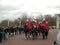 Royal Guard of Her Majesty Queen on horseback passing through the courtyard of the Palace of Westminster in London. December 26,