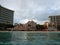 The Royal Hawaiian Hotel and people on the beach