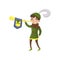 Royal herald with trumpet, fairytale or medieval character cartoon vector Illustration