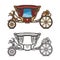 Royal horse chariot for travel or vintage carriage