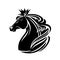 Royal horse in king crown black and white vector head