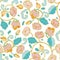 Royal intarsia vintage style pastel floral pattern.