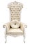 Royal king throne. Ivory armchair in baroque style decorated with semiprecious stones