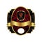 Royal label with golden frame, shield, crown