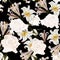 Royal lilies and white roses seamless pattern. Summer tenderness background.