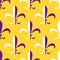 Royal lily heraldic emblem of mardi gras purple and yellow seamless pattern, vector