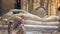 royal mausoleum.Tomb of the Catholic Monarchs.Detail of the queen Isabel.Royal Chapel of the cathedral.16th century.Granada.