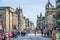 Royal Mile street view with tourists. Edinburgh