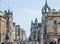 Royal Mile street view with tourists. Edinburgh