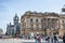 Royal Mile street view with tourists. Edinburgh