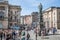 Royal Mile street view with tourists. Edinburgh