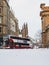 Royal Mile under heavy snow in Edinburgh, Scotland, February 2021