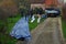 Royal Navy Flood Defences by River Test, Romsey, Hants