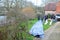 Royal Navy Flood Defences by River Test, Romsey, Hants