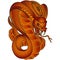 Royal orange-brown snake cobra attacks with an open hood and open mouth. Design is suitable for modern tattoos