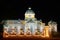 The Royal Palace in Bangkok at night illuminated by festive lights. The residence of the Thai king