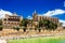 The Royal Palace of La Almudaina and La Seu Cathedral historic buildings in Palma de Mallorca