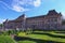 The Royal Palace Palais de Bruxelles in center of Brussels, view from Place des Palais. Sunny spring day. Brussels, Belgium