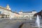 Royal Palace Palazzo Reale and San Lorenzo church building, Torino city with clear blue sky, Piedmont, Italy