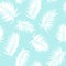 Royal palm tree leaves seamless pattern white blue