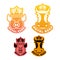Royal pork and beef logo. Cow in crown. Pig in diadem. Excellent