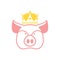 Royal pork. Pig in crown. Sign for meat production