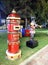 Royal postbox and a soldier with a trumpet at Christmas
