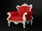 Royal red old stylish armchair with frame