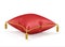 Royal red velvet pillow on white background