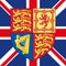 Royal standard coat of arms on the british flag, UK