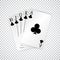 A royal straight flush playing cards poker hand in clubs