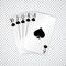 A royal straight flush playing cards poker hand in spades