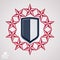 Royal stylized vector graphic symbol. Shield with 3d stars around â€“ union theme clear eps8 blazon. Clear eps8 coat of arms â€“