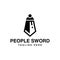 Royal sword logo design for war and people symbol. Vector for business, company or brand