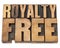 Royalty free in wood type