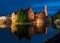 Rozenhoedkaai canal at night, Bruges, Belgium