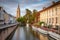 Rozenhoedkaai at sunrise in Bruges, Flanders - Belgium