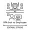 RPA bot vs employee linear icon