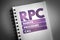 RPC - Remote Procedure Call acronym on notepad, technology concept background