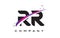 RR R Black Letter Logo Design with Purple Magenta Swoosh