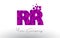 RR R Dots Letter Logo with Purple Bubbles Texture.