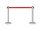 RRetractable belt stanchion. Portable ribbon barrier. Red fencing tape.