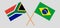 RSA and Brazil. The South African and Brazilian flags. Official colors. Correct proportion. Vector