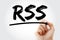 RSS - Rich Site Summary acronym with marker, internet concept background