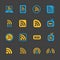 RSS sign icons. RSS feed symbols on Black