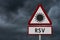 RSV red warning road sign