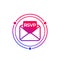 RSVP icon with envelope, vector