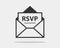 RSVP icon vector. Please respond letter in envelop. Answer on mail concept.